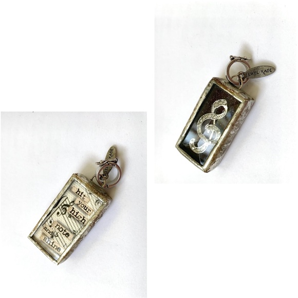 Jewel Kade Treble Clef two sided silver shadowbox large charm pendant - Picture 7 of 16